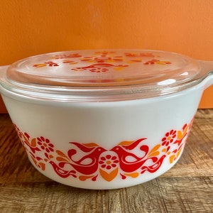Very rare Pyrex Friendship Casserole 475 Orange Cinderella Covered Pyrex Casserole Friendship bowl With Lid 470-C Pyrex vintage