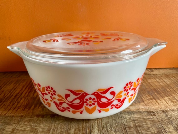 PYREX　トロピカル柄　昭和レトロ　超レア Vintage Pyrex Friendship Casserole, Orange Cinderella Bowl With