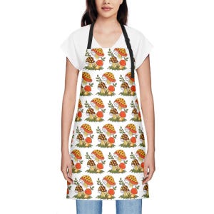 Vintage Inspired by Sears Merry Mushroom Apron – Iconic 1970s Mushroom Design Waterproof Apron Women without Pockets Sears Mushrooms