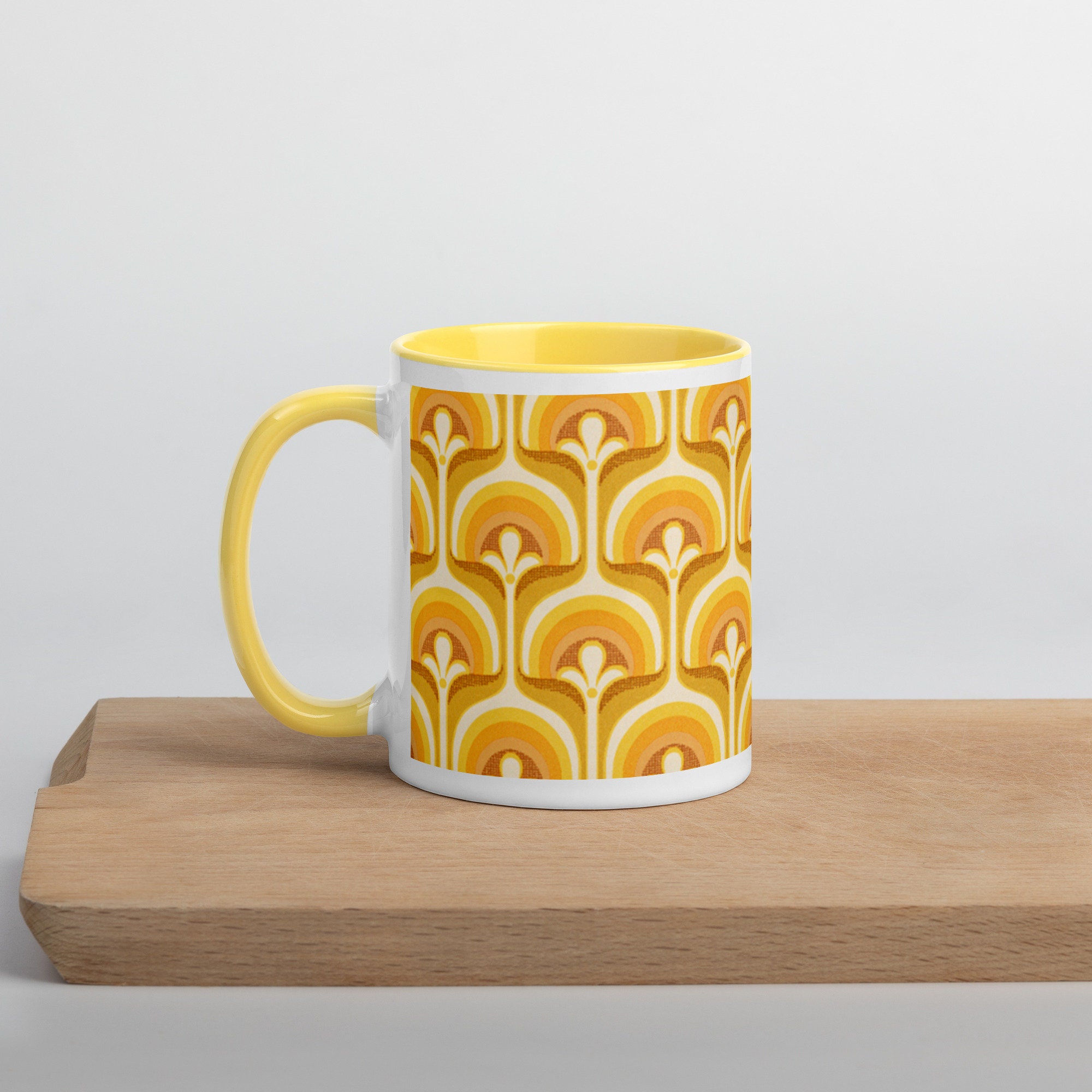 Retro 70s Coffee Mug - Vintage Ceramic Mug With Color Inside - Etsy