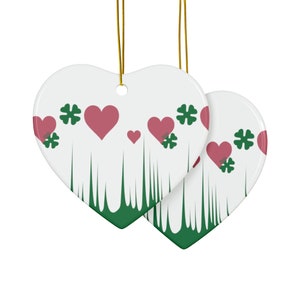 Pyrex Inspired Lucky In Love Lucky Clover Ceramic Ornaments (1pc, 3pcs, 5pcs, 10pcs). Gift for mom or gift for her