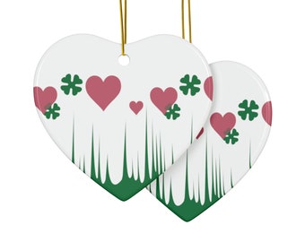 Ornamento natalizio in ceramica ispirato a Pyrex, motivo Lucky In Love