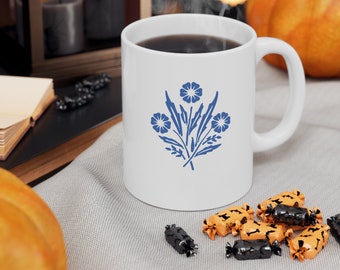 Taza de cerámica azul aciano, reproducción vintage de Corningware (325 ml)