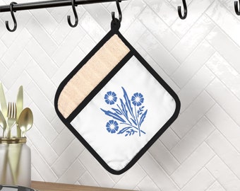 Blue Cornflower Potholder – Vintage Corningware Kitchen Decor