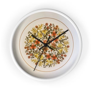 Corelle Indian Summer Inspired Wall Clock Corelle Expressions Livingware (1977) Inspired. Wall clock Leafs and Flowers. Nature pattern