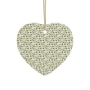 Pyrex Christmas ornament Crazy Daisy Spring Blossom Green Flower Pattern Christmas Ceramic Ornament Gift for her X-mas decoration