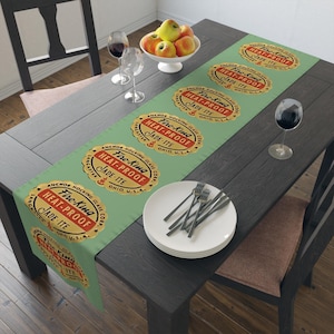 Riproduzione del runner da tavolo retrò Fire-King Jade-Ite - Runner da tavolo vintage da cucina (cotone, poliestere) Anchor Hocking FireKing