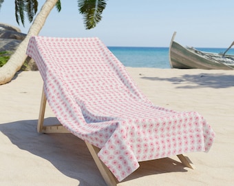 Pyrex Pink Daisy Beach Towel – Vintage Floral Pattern, Retro Style