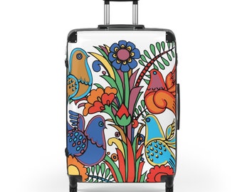 Acapulco Vintage Bird Floral Suitcase | 60s Flower Power Travel Case | Villeroy and Boch Inspired Luggage Villeroy Boch Acapulco Inspired