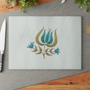 Franciscan Tulip Time Inspired Glass Cutting Board | Vintage-Inspired Kitchen Decor Gift For Mom
