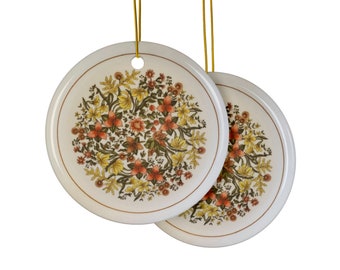 Vintage Corelle Indian Summer Ceramic Ornament, Floral Design