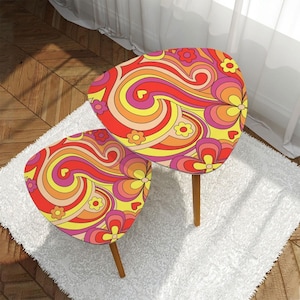 70-tals psykedeliska fågelbord – Flower Power, Mod Decor (set om 2)