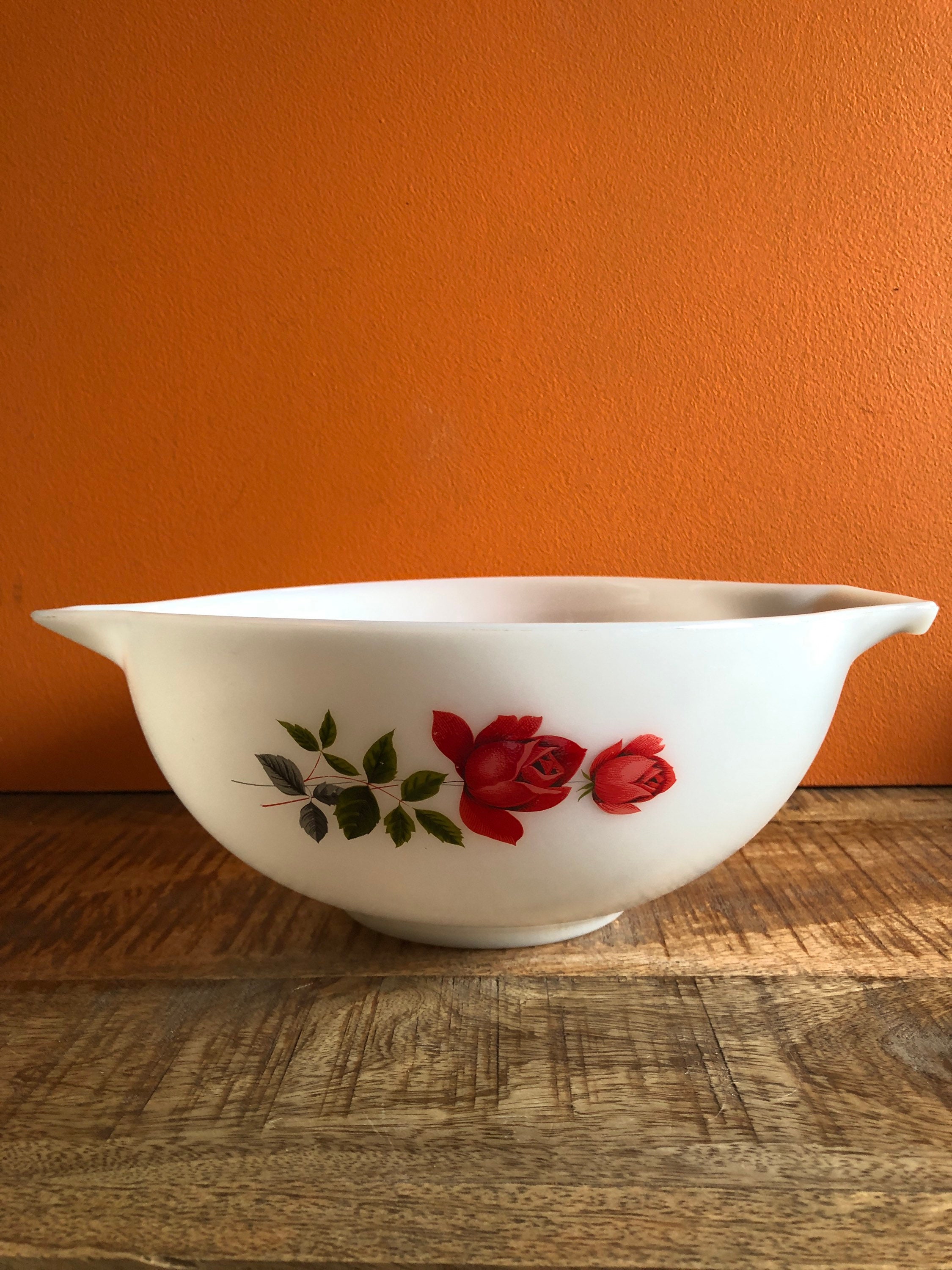 Pier 1 Set of 3 Ceramic Red White Nesting Mixing Bowls Kitchen 6 5 4  diameter