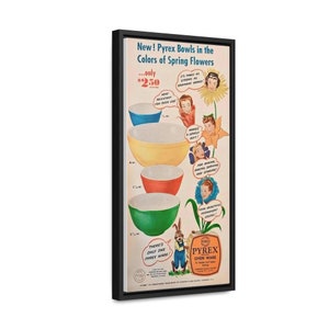 Vintage Pyrex Advert Gallery Canvas Wraps, Vertical Frame