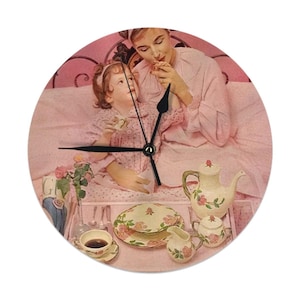 Desert Rose Wanduhr - Vintage 1950er Jahre Dekor - Stille Retro Chic Küche Geschenk - Mid Century California Keramik Stil