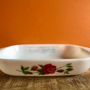 RARE Pyrex oblong or baking dish JaJ Pyrex Brio Rose Casserole. Vintage JaJ Pyrex JaJ England. Pyrex Space Saver Dish Rare Pyrex HTF 1963