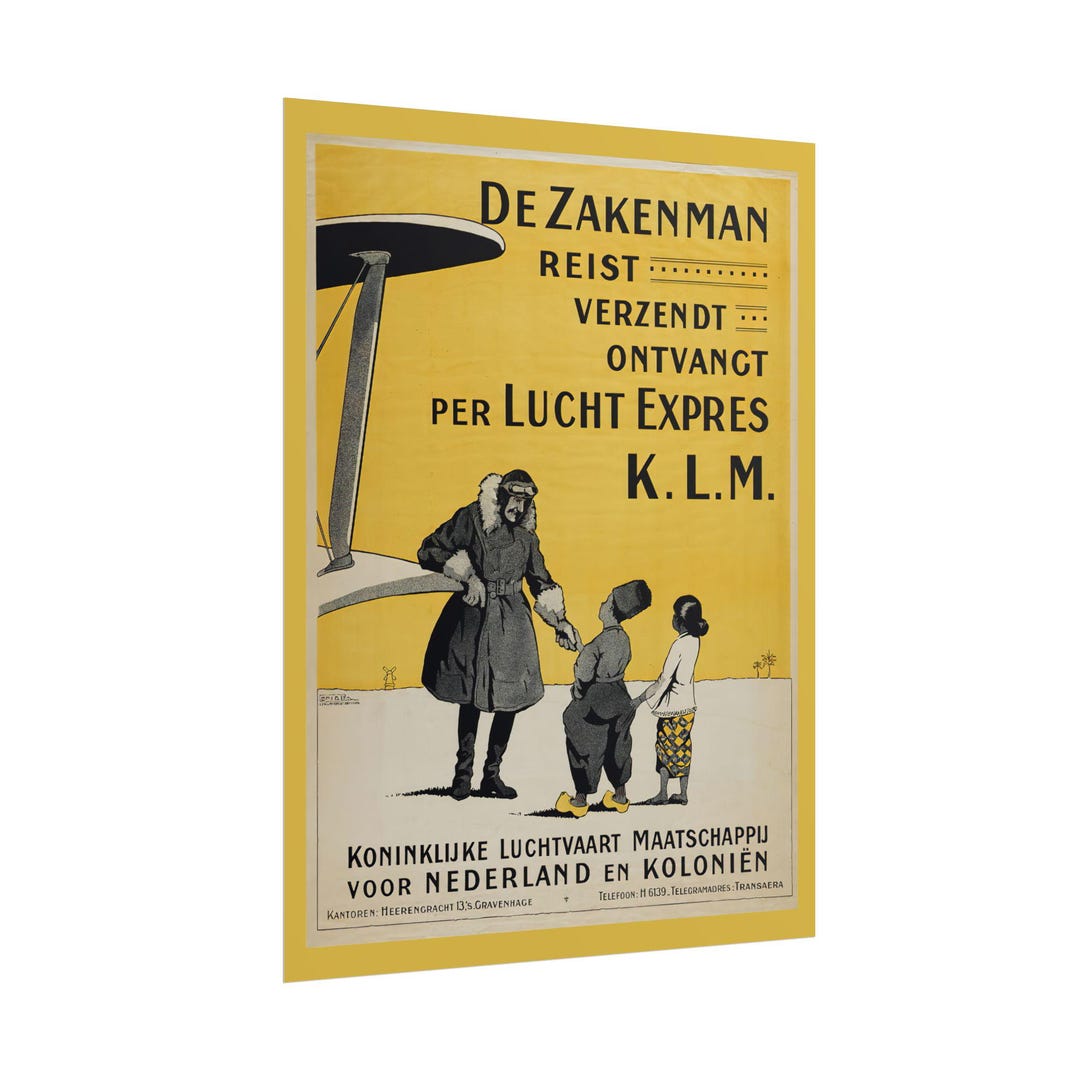 1919 KLM First Advertisement Poster – Dutch Aviation History Art - Etsy