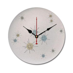 Franciscan Atomic Starburst inspired Wall Clock – Atomic Starburst Wall Clock – Mid-Century Modern Silent Timepiece for Any Room