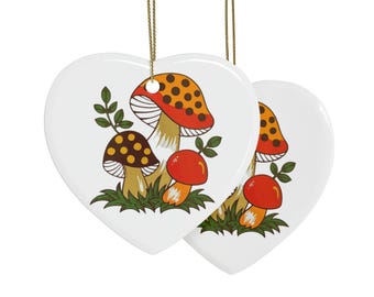 Vintage Sears Merry Mushroom keramisk julgransprydnad | Retrodesign från 1970-talet
