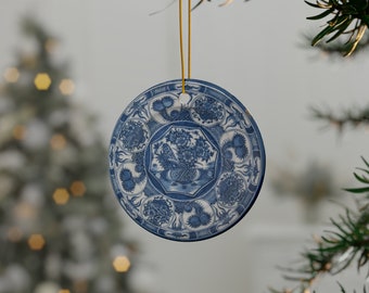 陶器製　クリスマスオーナメント デルフトブルースタイルの陶器製クリスマスオーナメント デルフト