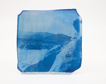 Cyanotype Tile - Mountains