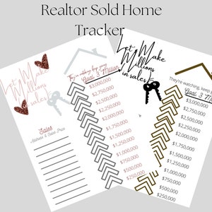 REALTOR GOAL TRACKER, Real estate agent template, digital custom sales tracker, Sold Homes, Homebuyer, tracking sales for real estate agent
