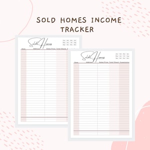 Sold Homes Tracker for REALTORs- Realtor- Real Estate Templates- Realtor Life- Income Tracker- Real Estate Commission Tracker- Commission