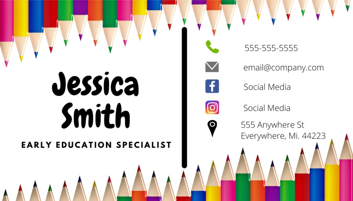 Tutor Business Card Template Etsy