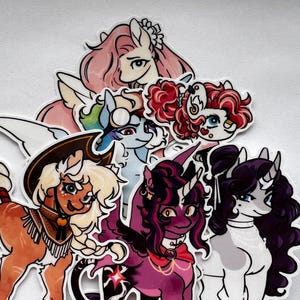 MLP Vinyl Stickers, Twilight Sparkle, Rarity, Rainbow Dash, Fluttershy, Pinkie Pie, Apple Jack