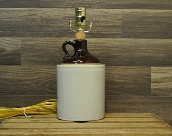 Brown and Tan Jug Lamp