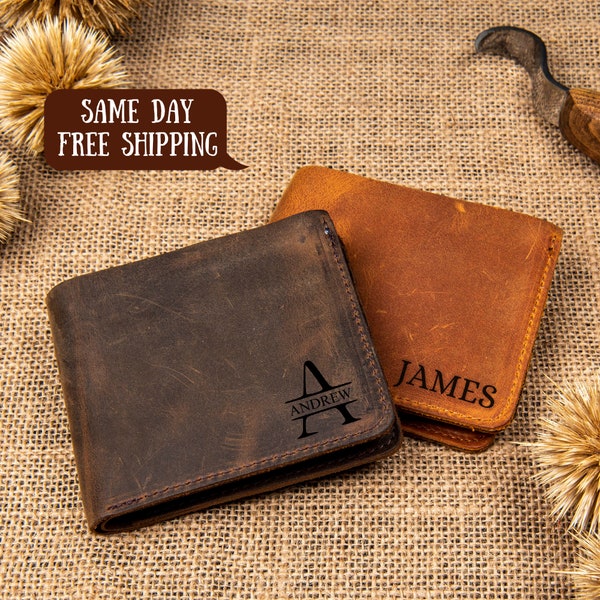 Personalized gift for him, Handwriting Leather Mens Wallet, Engraved Wallet, Customize Leather Wallet, Personalized Wallet, Christmas Gift