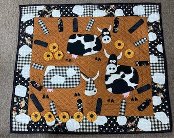 Country Cows Applique Wall Hanging