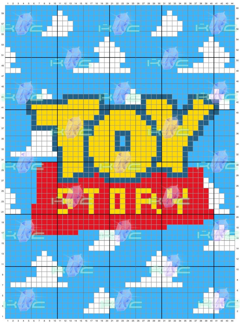 White cartoon clouds on a blue background; "TOY STORY" logo in the foreground ("TOY" in yellow with a blue outline; "STORY" in yellow on a red rectangular background).