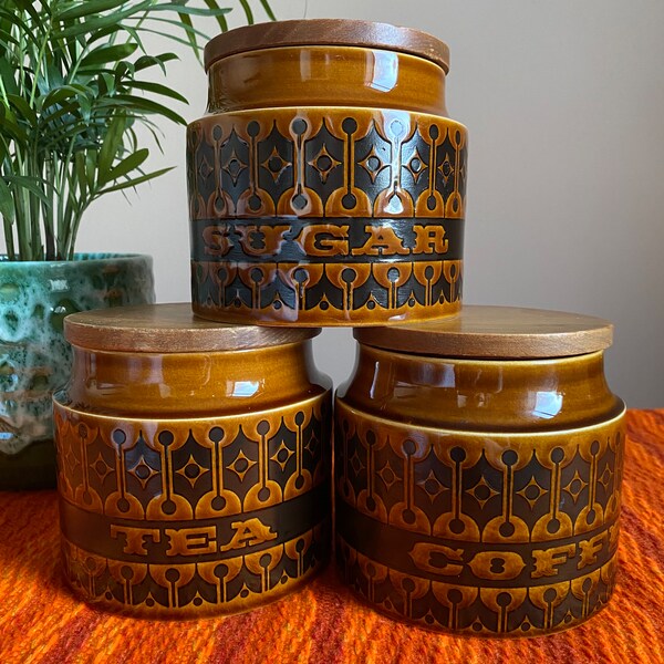 Vintage - Hornsea Pottery - Heirloom collection - Tea, Coffee, Sugar Jars