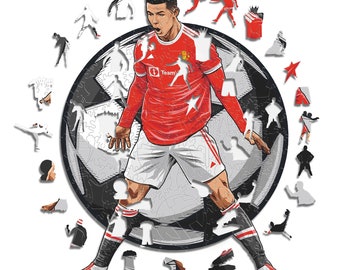 Wooden Cristiano Ronaldo puzzle for adults and children. Ideal as a birthday gift or any other event.