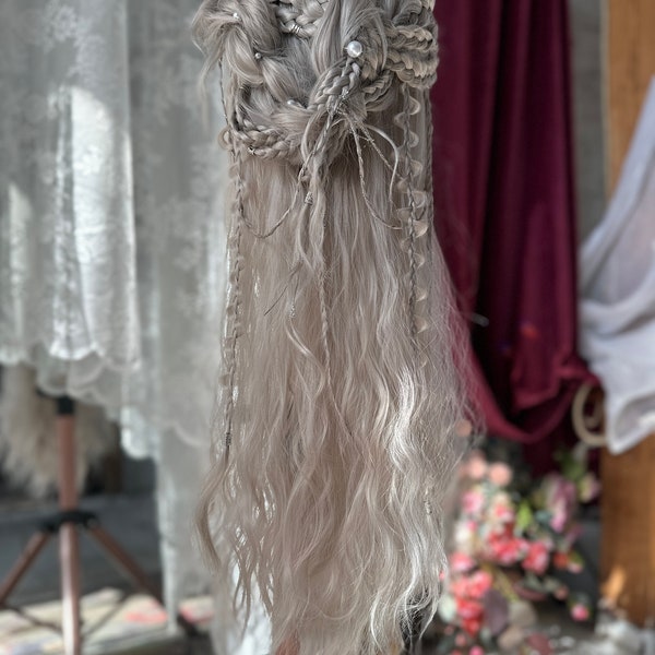 Wood Elf Lace Front Wig Including Hair Accessories, Cosplay Wig, Larp Wig, Custom Wig, Elven hair, Elf Wig, Wedding Wig, Fantasy Wig,