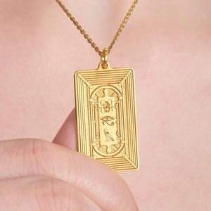 Custom Egyptian Pendant – Engraved Scarab, Eye of Horus & Falcon Symbols, Personalized Silver or Gold Necklace