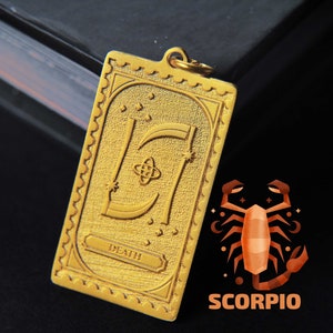 Collana dei Tarocchi della Morte – Ciondolo dello Zodiaco Scorpione – Gioielli con Carte dei Tarocchi Personalizzati – Regalo in Argento Sterling o Riempito d'Oro per Lei o per Lui