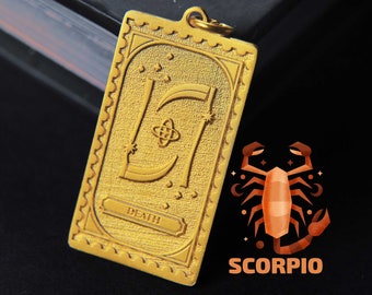 Death Tarot Necklace – Scorpio Zodiac Pendant – Custom Tarot Card Jewelry – Sterling Silver or Gold Filled Gift for Her or Him