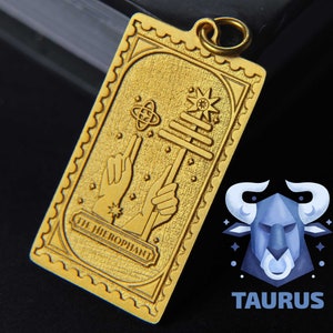 Collar del Tarot del Hierofante: joyería del zodiaco Tauro, colgante de tarot personalizado en plata u oro