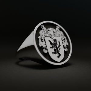 Anillo de sello familiar personalizado - Anillo de lacre en plata u oro - Anillo de sello personalizado con escudo grabado - Regalo para hombres