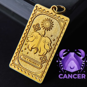 Collana dei Tarocchi del Carro - Ciondolo con il Segno Zodiacale del Cancro - Regalo di Gioielli Oroscopo Personalizzato per Lei o per Lui