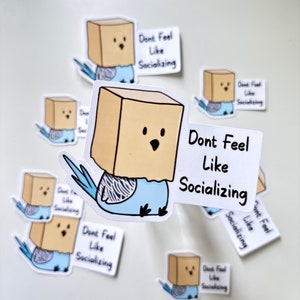 Pegatina &quot;Budgie Don&#39;t Feel Like Socializing&quot; (El periquito no tiene ganas de socializar) - Pegatinas de loros divertidas y lindas