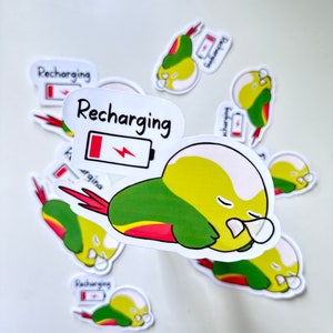 Conure Recharging Sticker - Cute and funny parrot sticker