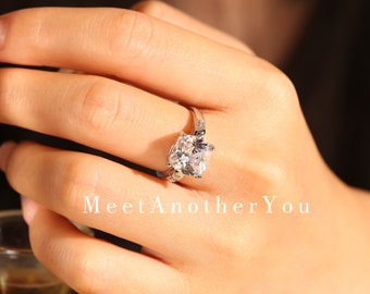 10*10mm 4ct quadratischer Moissanit-Ring| Super glitzernder handgefertigter Ring| Verlobungsring| Vorschlagsgeschenk| Jubiläumsring für Frau/Freundin