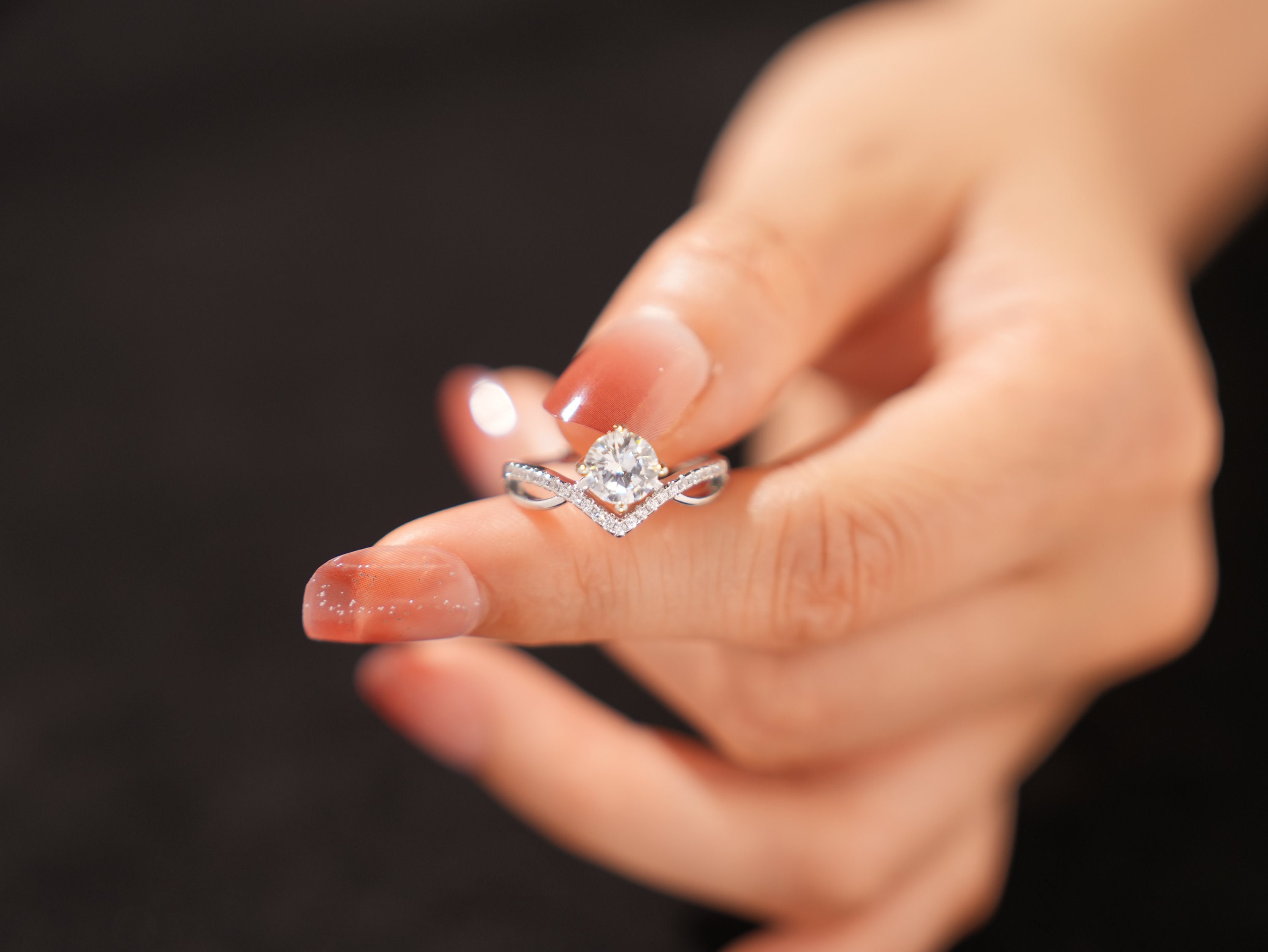 1ct Colorless Clear Moissanite Ring| VVS1 D Round Cut