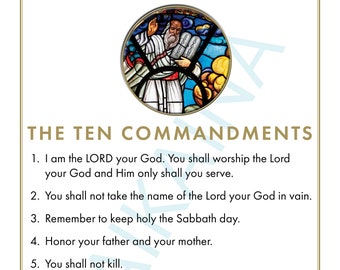 Ten Commandments Catholic poster for children - 8.5" x 11" poster downloadable and printable Catholic