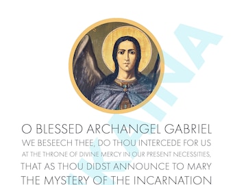 Saint Gabriel the Archangel Prayer 8.5 x 11" poster Byzantine art, downloadable and printable