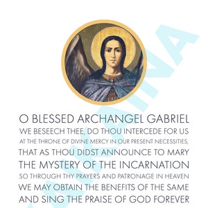 Saint Gabriel the Archangel Prayer 8.5 x 11&quot; poster Byzantine art, downloadable and printable