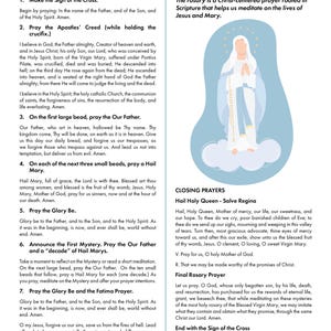 Catholic Rosary Prayer Guide with Holy Mysteries and Scriptures: Printable Digital Download